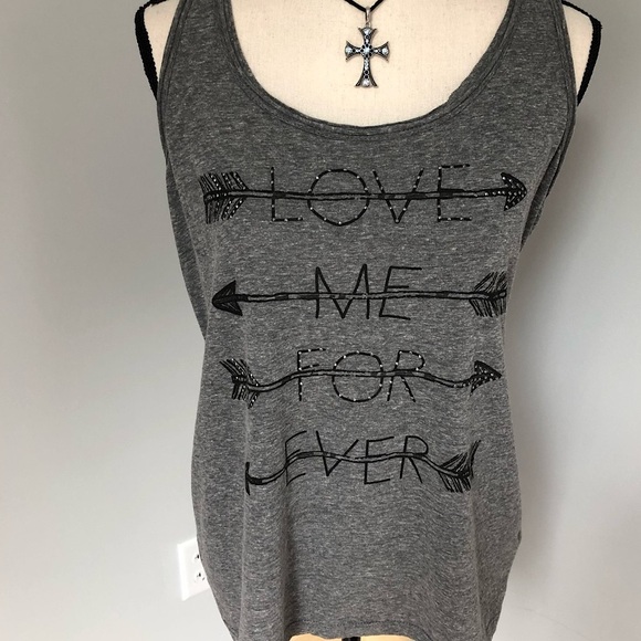 Maurices LOVE🖤ME🖤FOR🖤EVER Arrow Tank Top Size Large - Picture 3 of 7